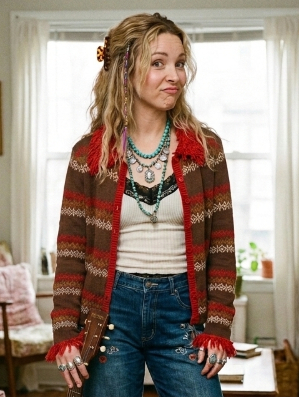 Guess Jeans M Vintage 90s Whimsigoth Bohemian Cottagecore Phoebe Buffay Cardigan